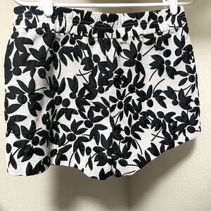 Chic Black and White Floral Shorts